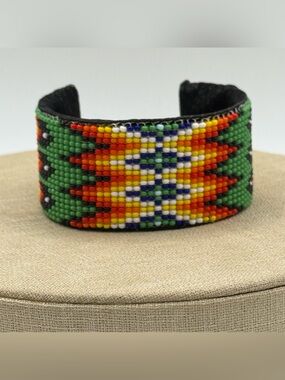 Handmade Multicolor Seed Bead Cuff Bracelet - Women Jewelry